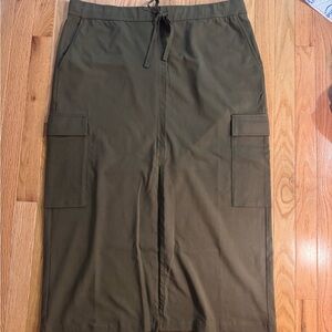 Eileen Fisher Olive Green Cargo Midi Skirt